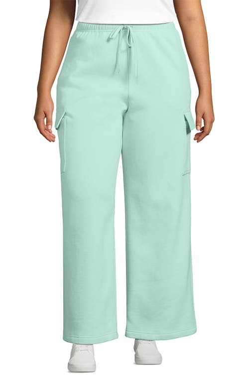 Lands' End Serious Sweats High Rise Wide Leg Cargo Pants In Julep