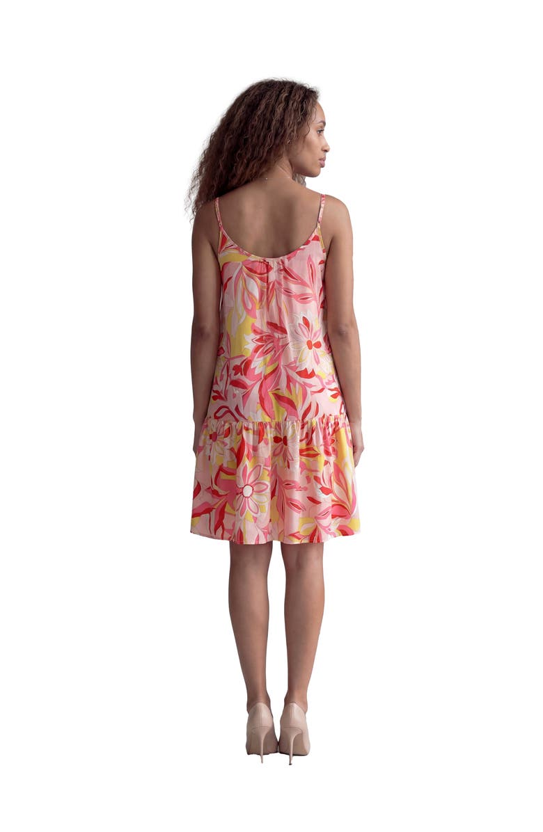24seven Comfort Apparel Maternity Essential Floral Print Scoop Neck Spaghetti Strap Pocket A-Line Mini Dress, Alternate, color, Pink Multi