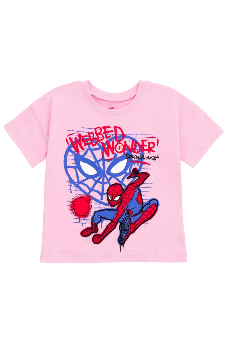 Marvel Spider-Man Girls' T-Shirt and Shorts Set, Alternate, color, Pink Spider Man