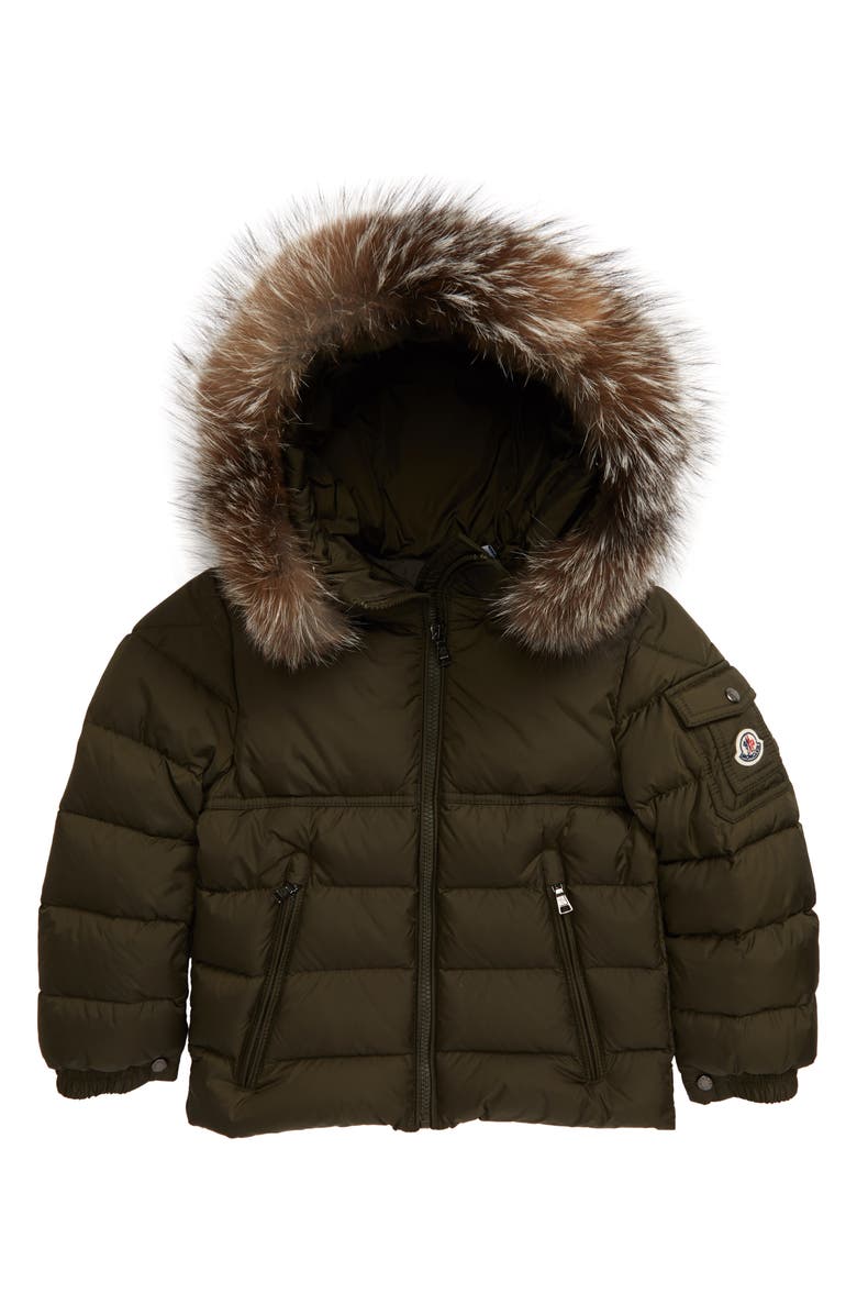 Moncler Byron Water Resistant Down Hooded Puffer Jacket with Genuine Fox Fur Trim, Main, color, 