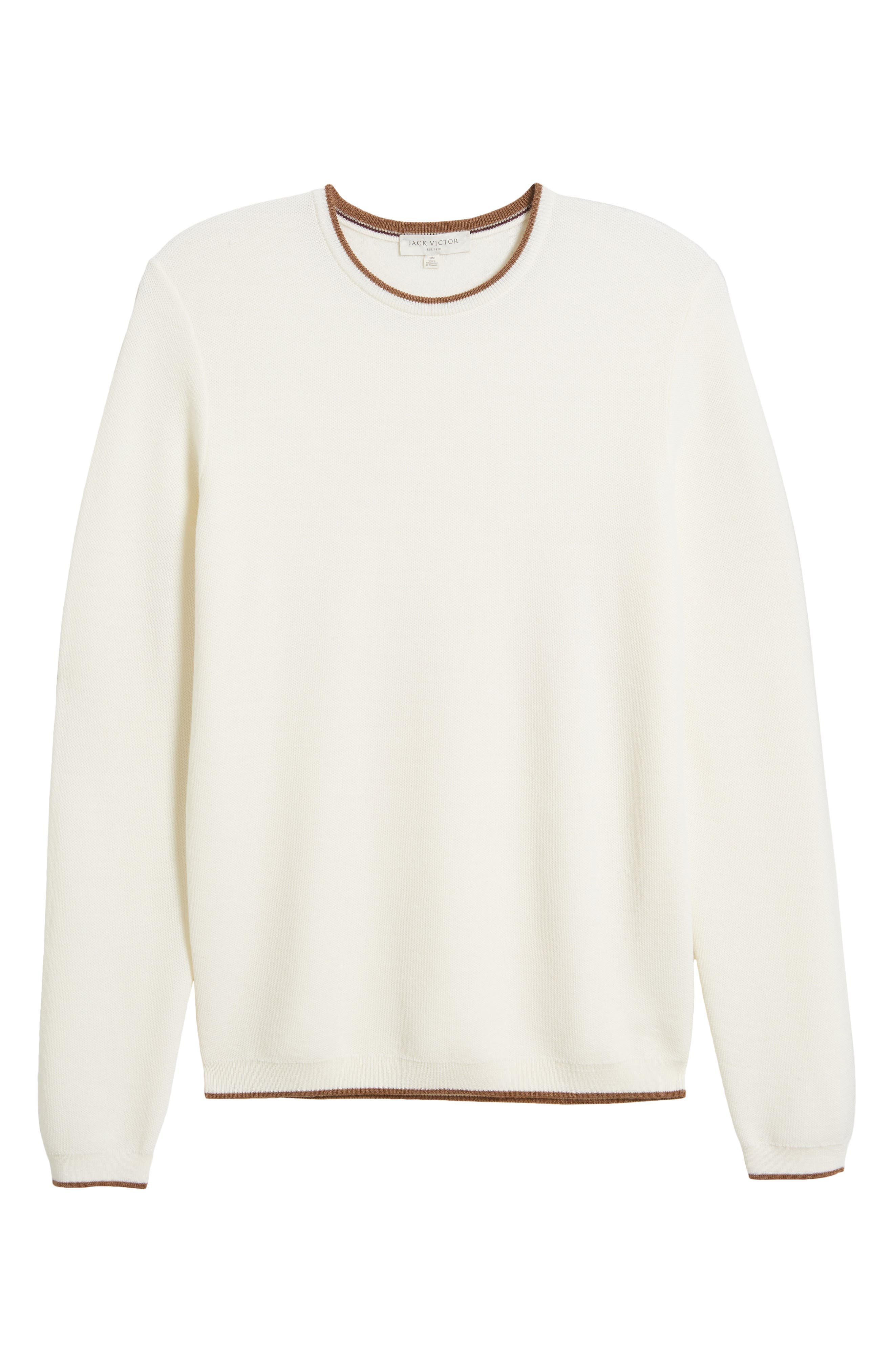 Jack Victor Belvedere Tipped Merino Wool Sweater in Ecru 