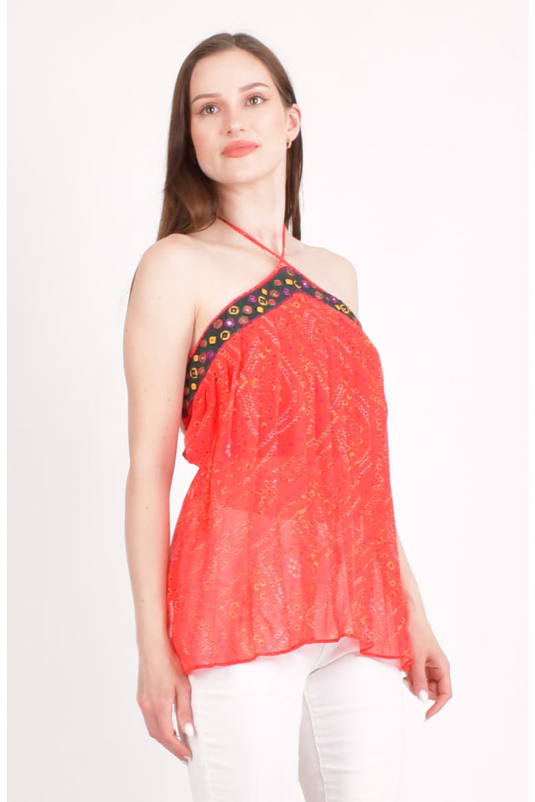 Ava Embroidered Halter Top, Alternate, color, Red