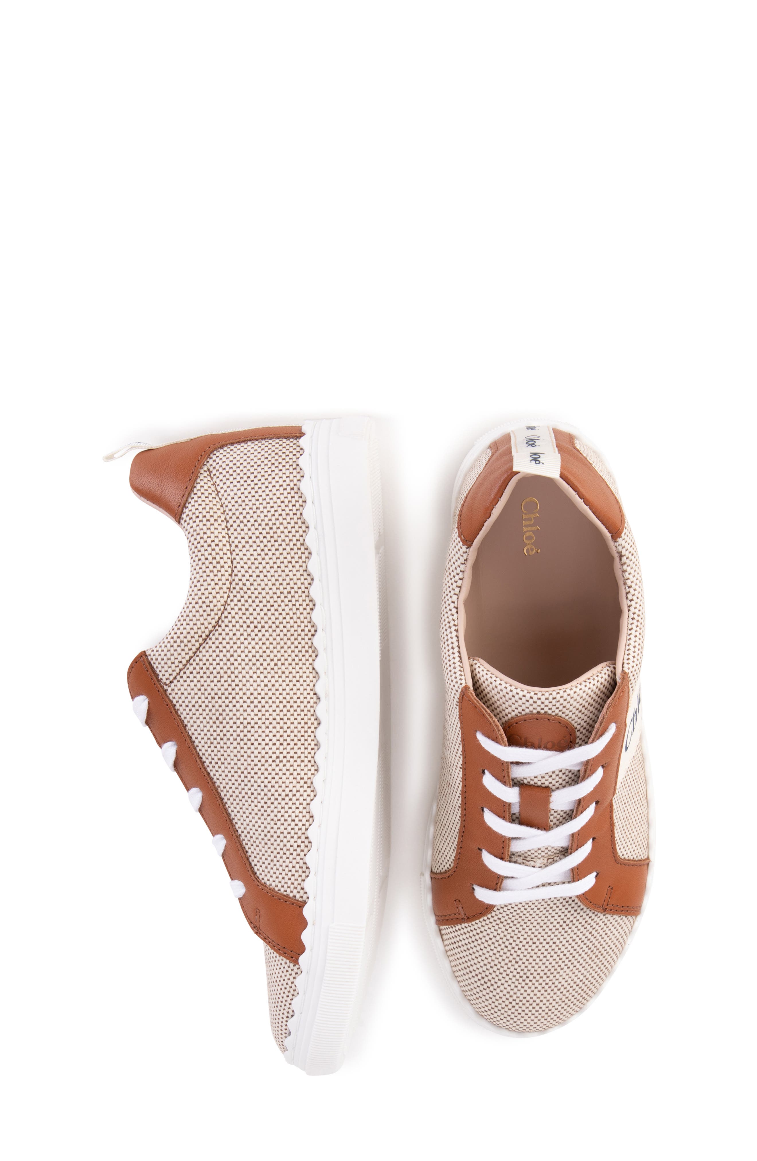 Chloé Lauren Logo Mixed Media Sneaker | Nordstrom