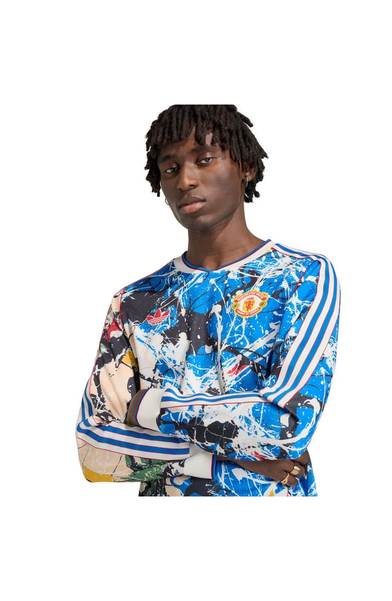 adidas Men's adidas Blue Manchester United X Stone Roses Long Sleeve Replica Jersey, Alternate, color, Blue