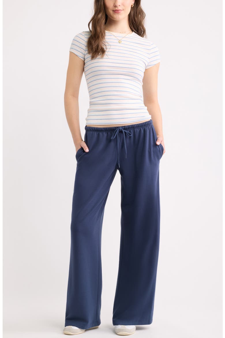 Narrow Waistband Baggy Wide Leg Sweatpants, Alternate, color, NAVY INDIGO