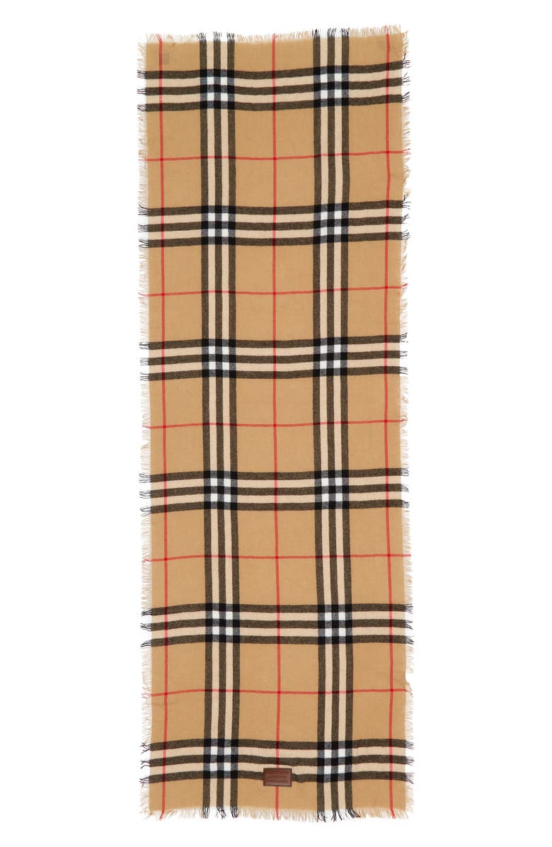 Burberry Check Cashmere Scarf, Alternate, color, 