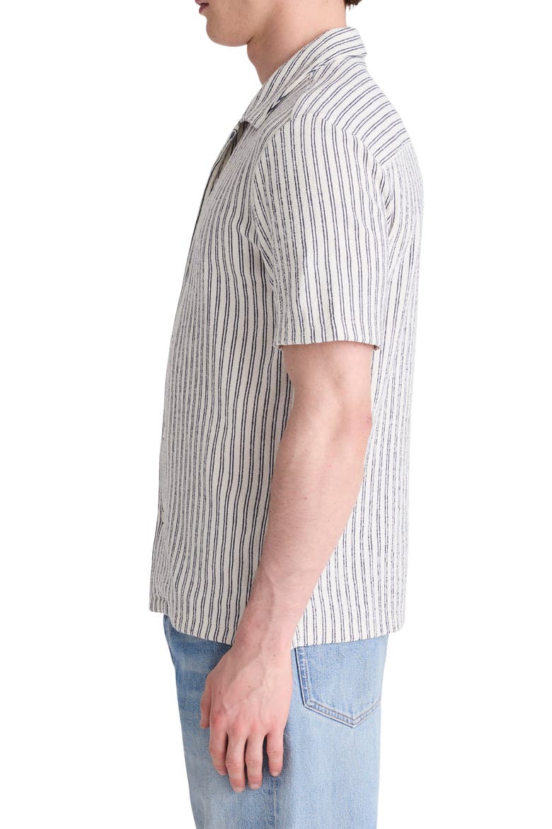 The Camp Shirt in Seaport Terry, Alternate, color, STRIPE PETROL NAVY