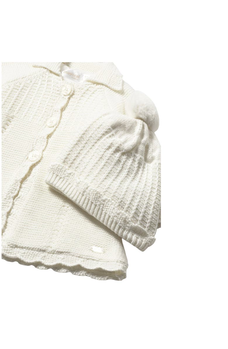 Mayoral Knit Coat with Hood, Alternate, color, Ivory