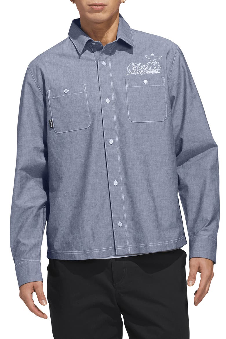 x Mark Gonzales Long Sleeve Button-Up Shirt, Main, color, AURORA IVY