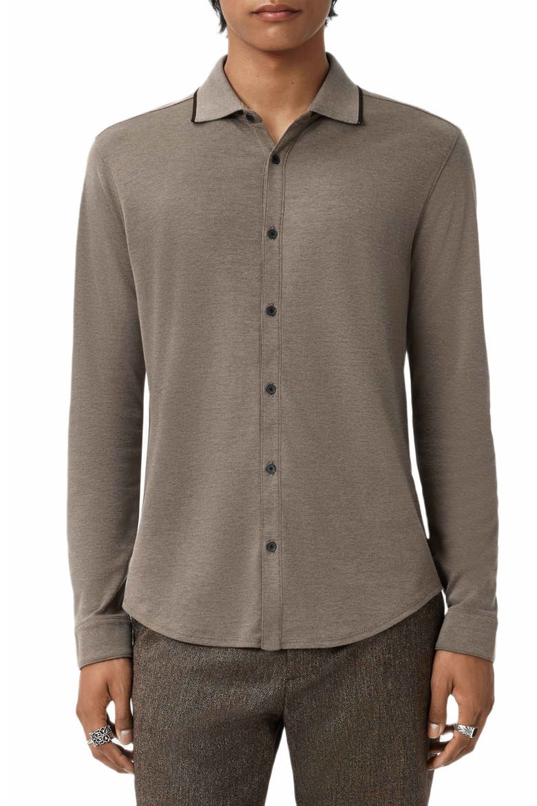 Drewce Bird's Eye Button-Up Shirt, Alternate, color, TWIG