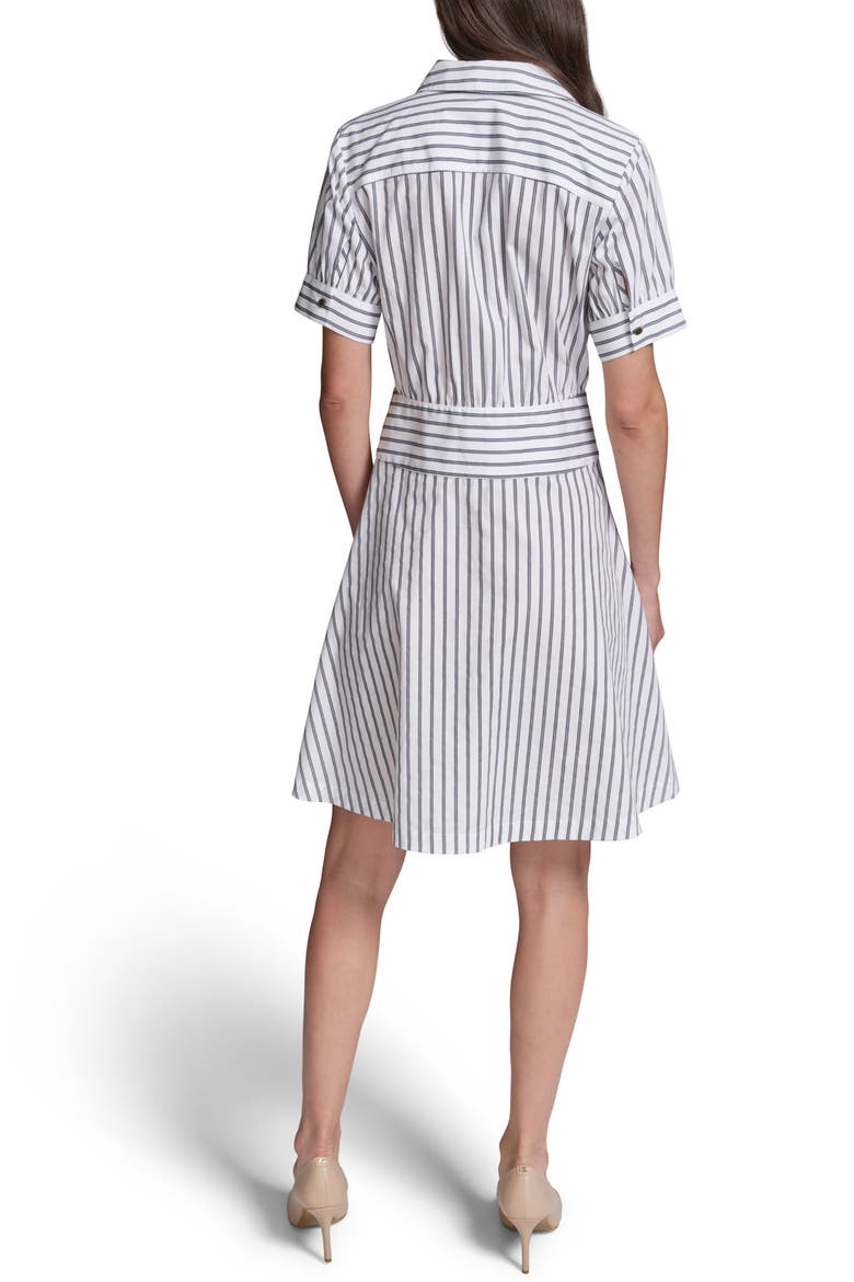 Floral Embroidery Detail Stripe Cotton Shirtdress, Alternate, color, SOFT WHITE/ MIDNIGHT NAVY
