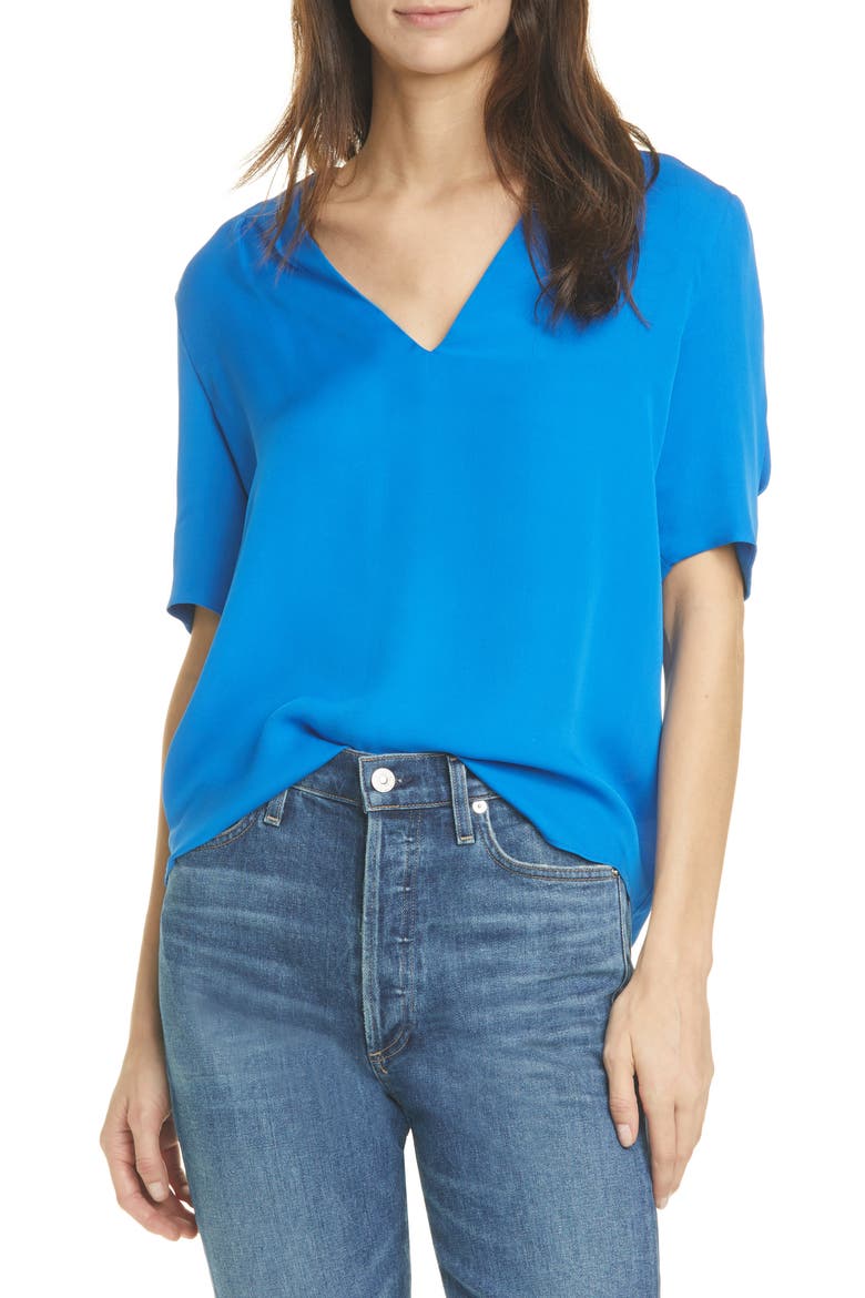 Ance Silk Blouse, Main, color, TILE BLUE