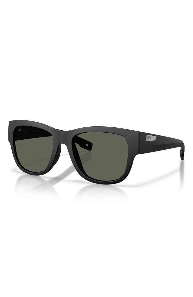 Costa Del Mar Caleta 55mm Polarized Mirrored Square Sunglasses, Alternate, color, Netplus Black / Gray 580G