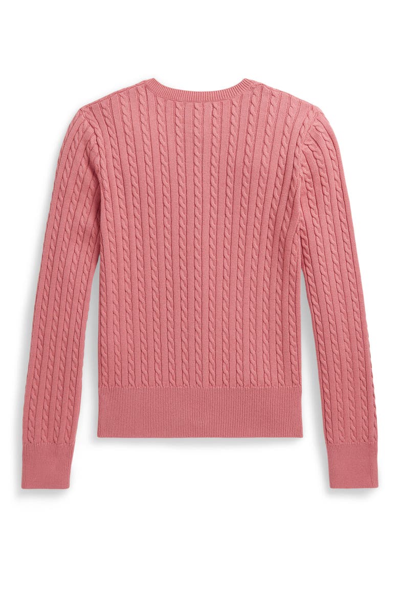 Kids' Cable Stitch Cotton Cardigan, Alternate, color, DESERT ROSE