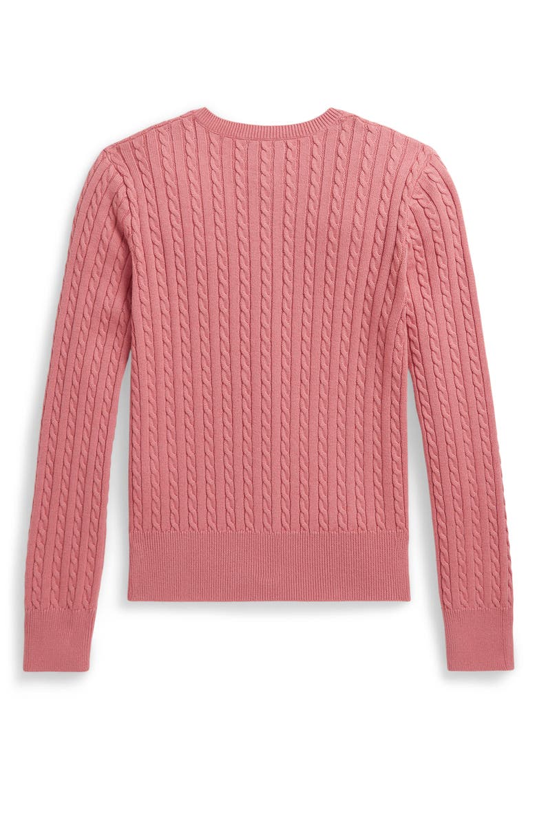 Polo Ralph Lauren Kids' Cable Stitch Cotton Cardigan, Alternate, color, Desert Rose