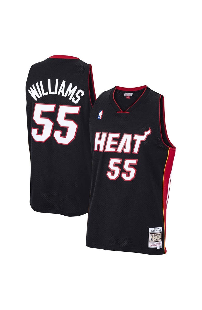 Mitchell & Ness Men's Mitchell & Ness Jason Williams Black Miami Heat 2005/06 Hardwood Classics Swingman Jersey, Main, color,