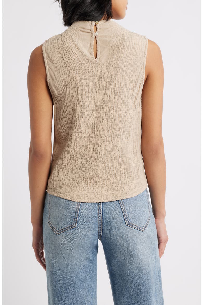 Smocked Funnel Neck Top, Alternate, color, LIGHT OAK