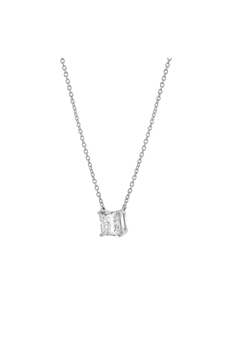 Princess Charm 14K Gold Lab Grown Diamond Necklace - 1 ct, Alternate, color, 14K White Gold