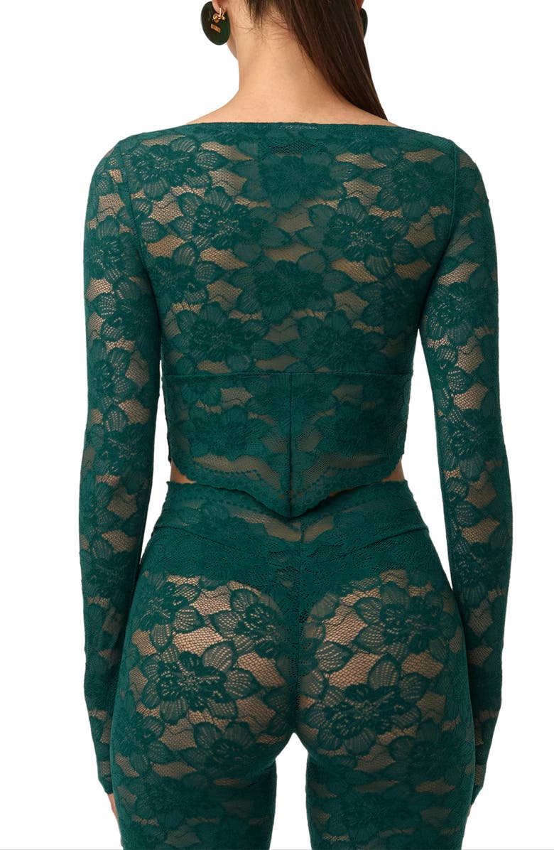 Naked Wardrobe Lace Crop Top, Alternate, color, Pine Green