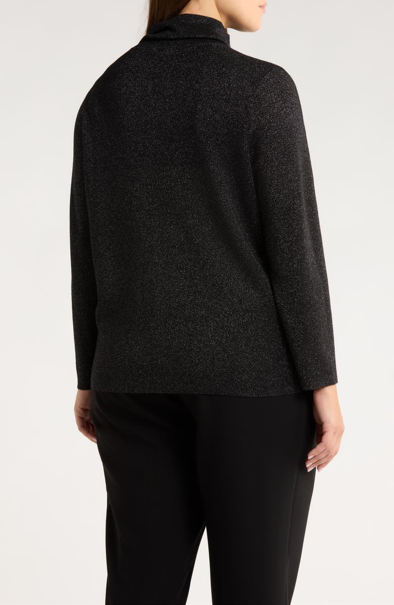 Eileen Fisher Metallic Turtleneck Sweater, Alternate, color, Black