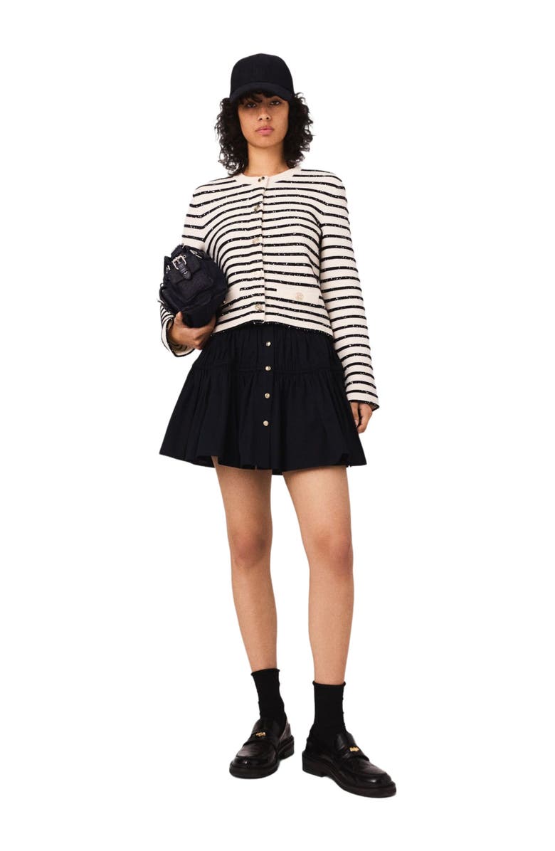 maje Sequined wool cardigan, Main, color, White/Navy