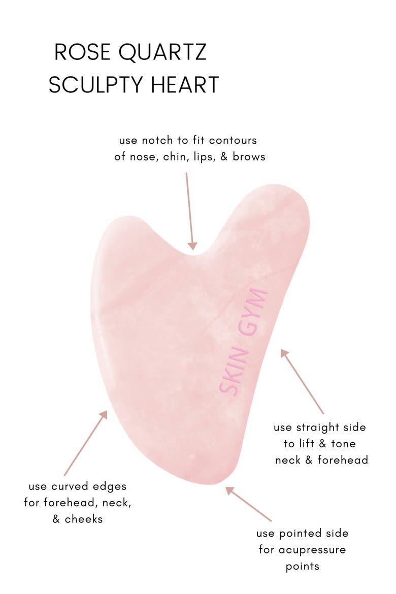 Rose Quartz Crystal Sculpty Heart Gua Sha Facial Tool, Alternate, color, NO COLOR