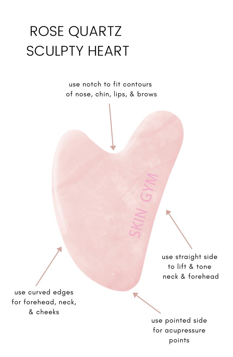Skin Gym Rose Quartz Crystal Sculpty Heart Gua Sha Facial Tool, Alternate, color,
