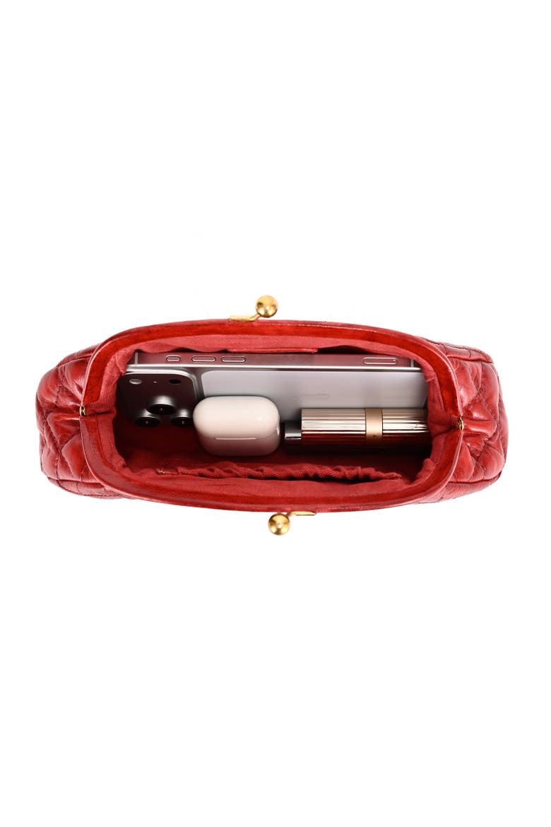 Petunia Quilted Leather Beauty Pouch, Alternate, color, Red