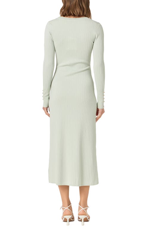 Endless Rose Long Sleeve Metallic Knit Dress In Sage