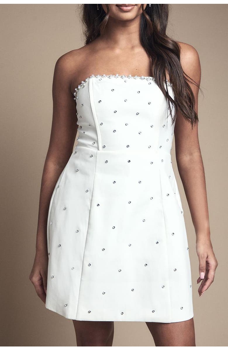 Coast Hotfix Diamante Bridal Mini Dress, Alternate, color, Ivory