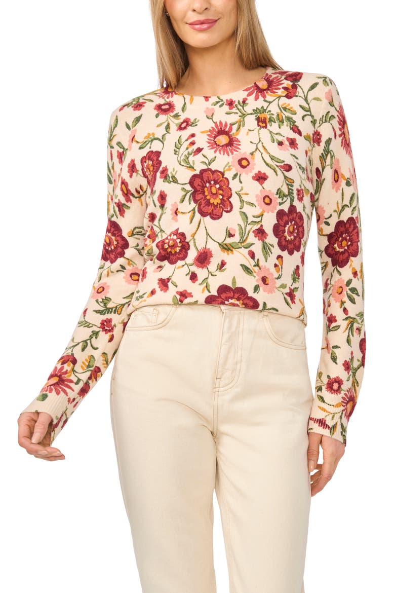 Floral Sweater, Main, color, BABYS BREATH