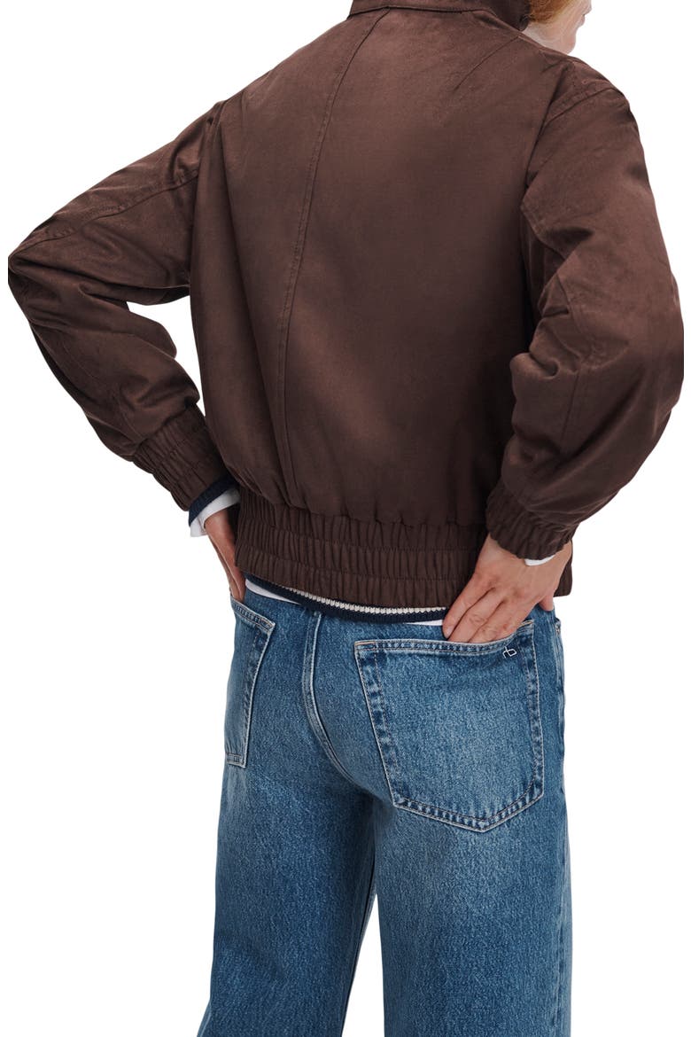Eliza Faux Suede Bomber Jacket, Alternate, color, DARK BROWN