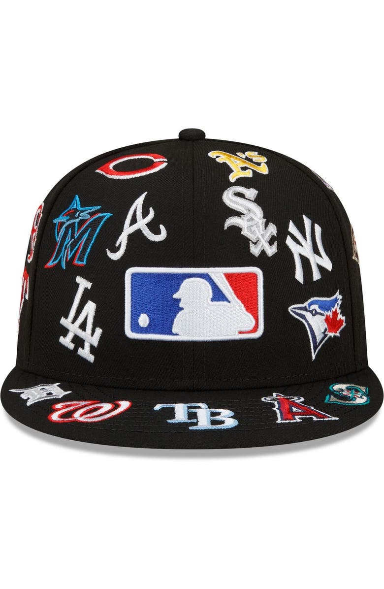 New Era Men's New Era Black MLB Allover Team Logo 59FIFTY Fitted Hat, Alternate, color, 