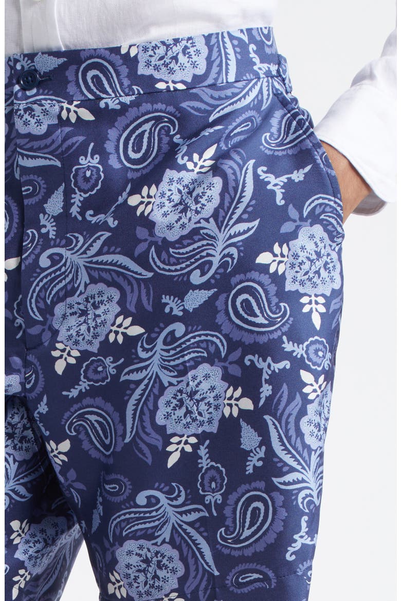 Hand Tailored Maiori Choppa Print Silk Shorts, Alternate, color, NAVY TONAL