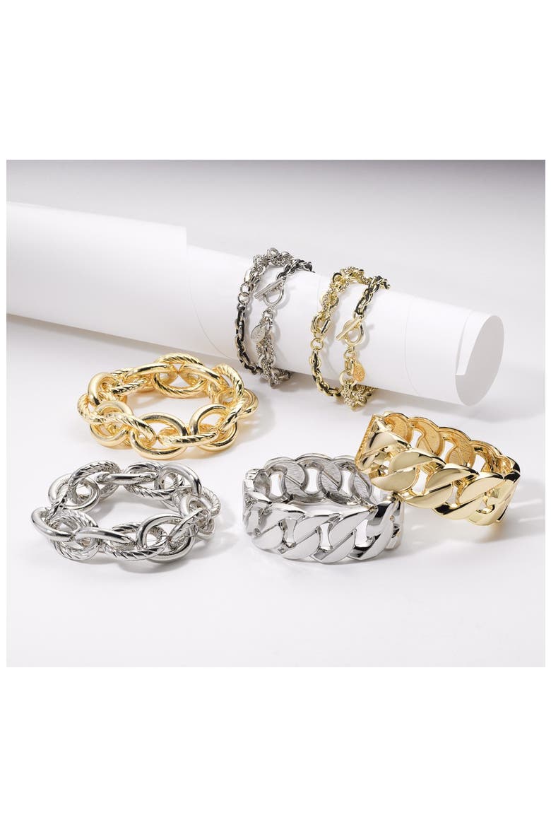 'Status' Link Stretch Bracelet, Alternate, color, GOLD
