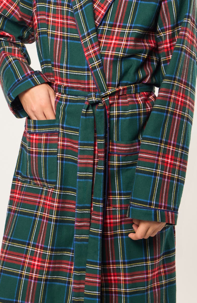 Petite Plume Kids' Brushed Twill Robe, Alternate, color, Green