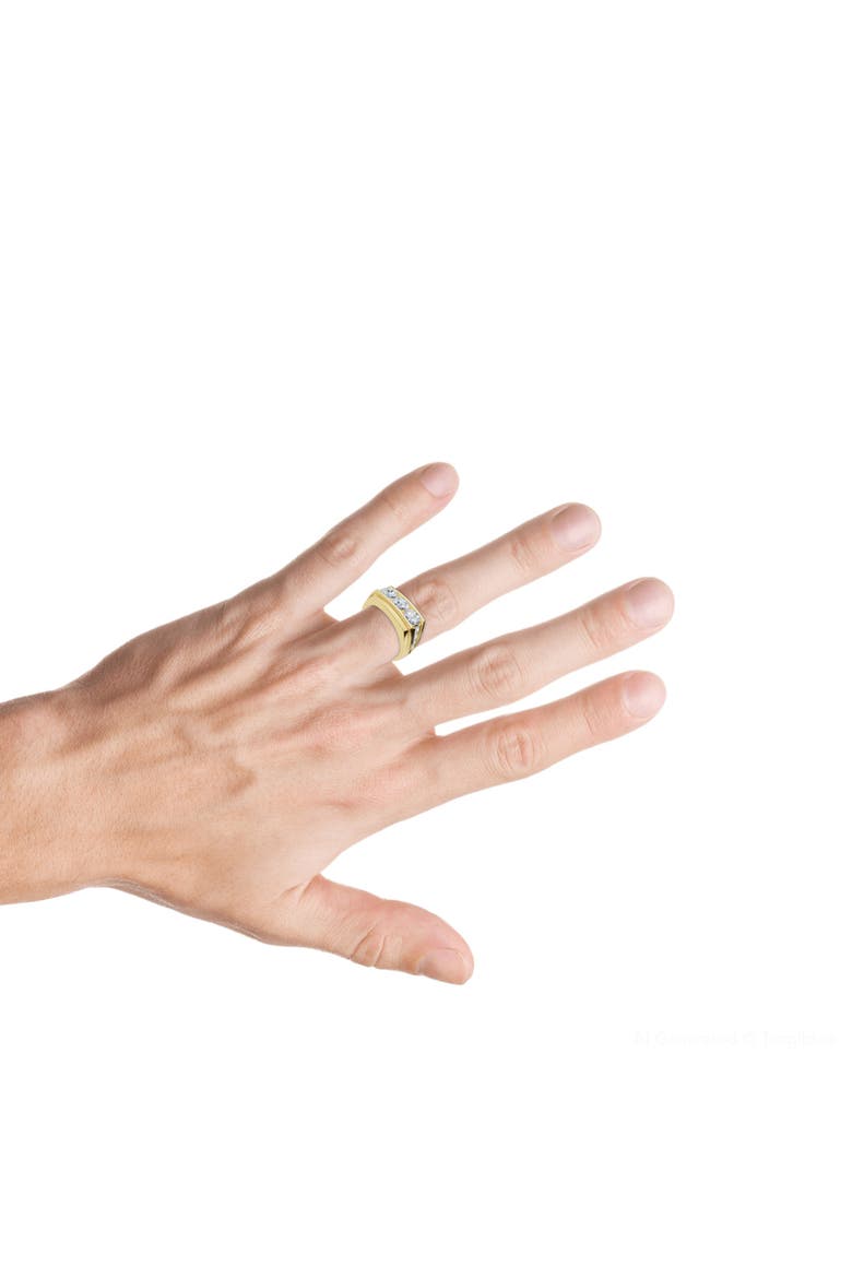 Men's 2Ct Diamond Accented Wedding Anniversary Ring 14k Gold Lab Grown FG/VS, Alternate, color, 14k Yellow Gold