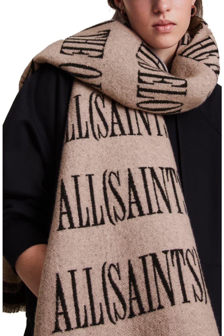 Varsity Woven Wool Blend Scarf, Alternate, color, BLUSH BLACK