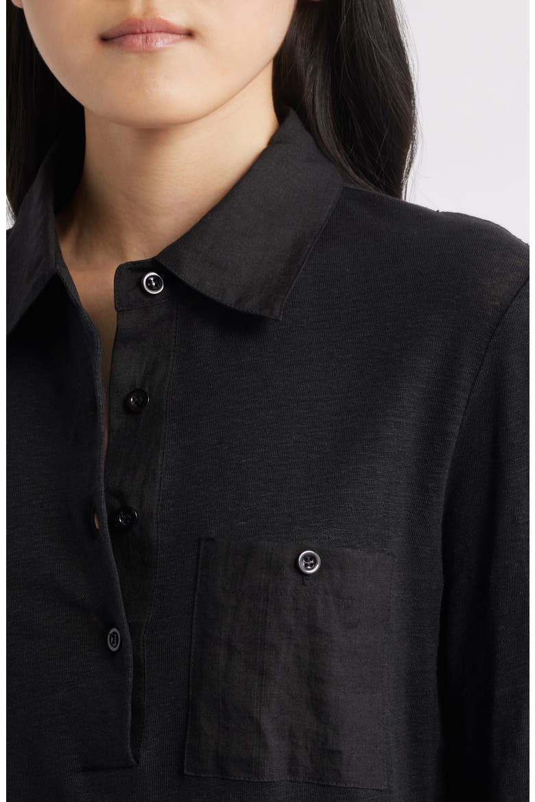 The Caddy Stretch Linen Polo, Alternate, color, BLACK