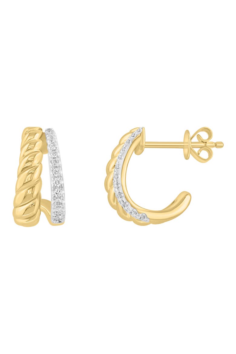 14k Gold Plated Diamond Twist Hoop Earrings, Main, color, GOLD