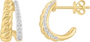 EFFY 14k Gold Plated Diamond Twist Hoop Earrings