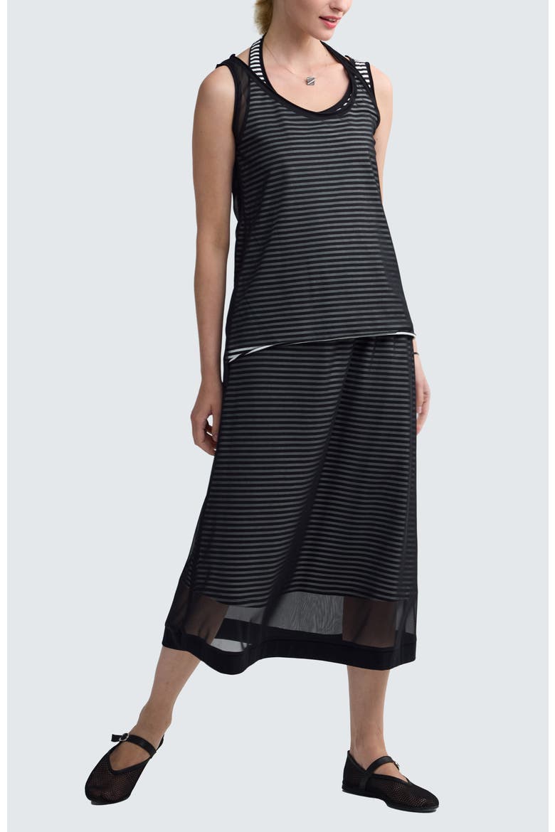 Rivka Striped Mesh Top, Alternate, color, Black Strip