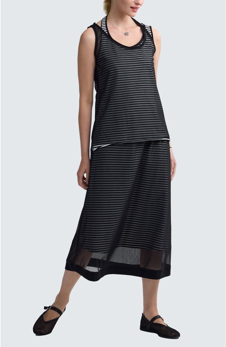 LUUKAA Rivka Striped Mesh Top, Alternate, color, Black Strip