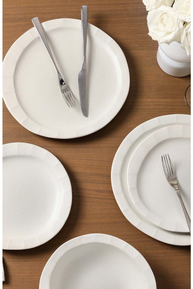 Oasis Stoneware 12-Piece Dinnerware Set, Alternate, color, White