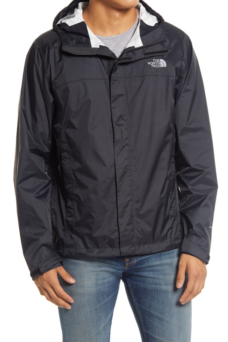 Venture 2 Hooded Waterproof Rain Jacket, Alternate, color, TNF BLACK/ TNF BLACK/ MID GREY