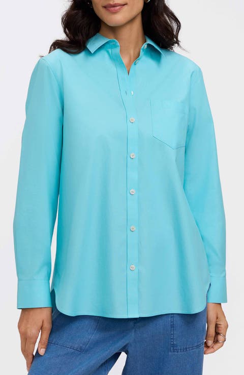 Non-Iron Boyfriend Button-Up Shirt