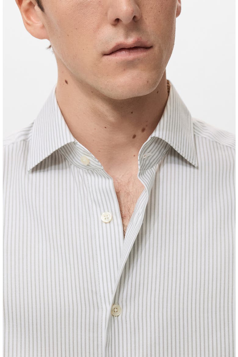 Slim Fit Stripe Cotton Button-Up Shirt, Alternate, color, LIGHT HEATHER GREY