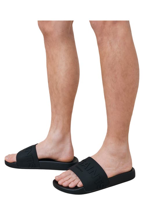 Allsaints Biggy Tonal Logo Rubber Slides In Black