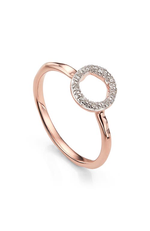 Monica Vinader Riva Diamond Mini Circle Ring In Rose Gold/diamond