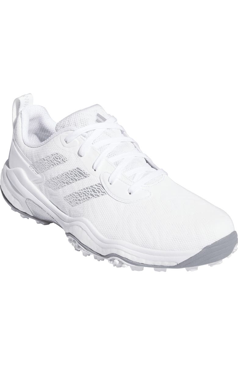 adidas Codechaos 25 Waterproof Spikeless Golf Shoe, Main, color, White/ Silver/ Grey